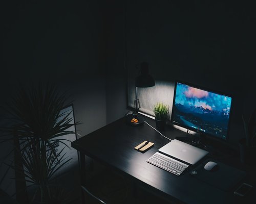 Organized clean desk setup